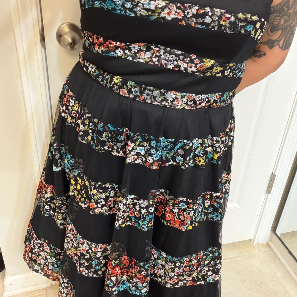 Betsey Johnson Black Dress with Floral Accents